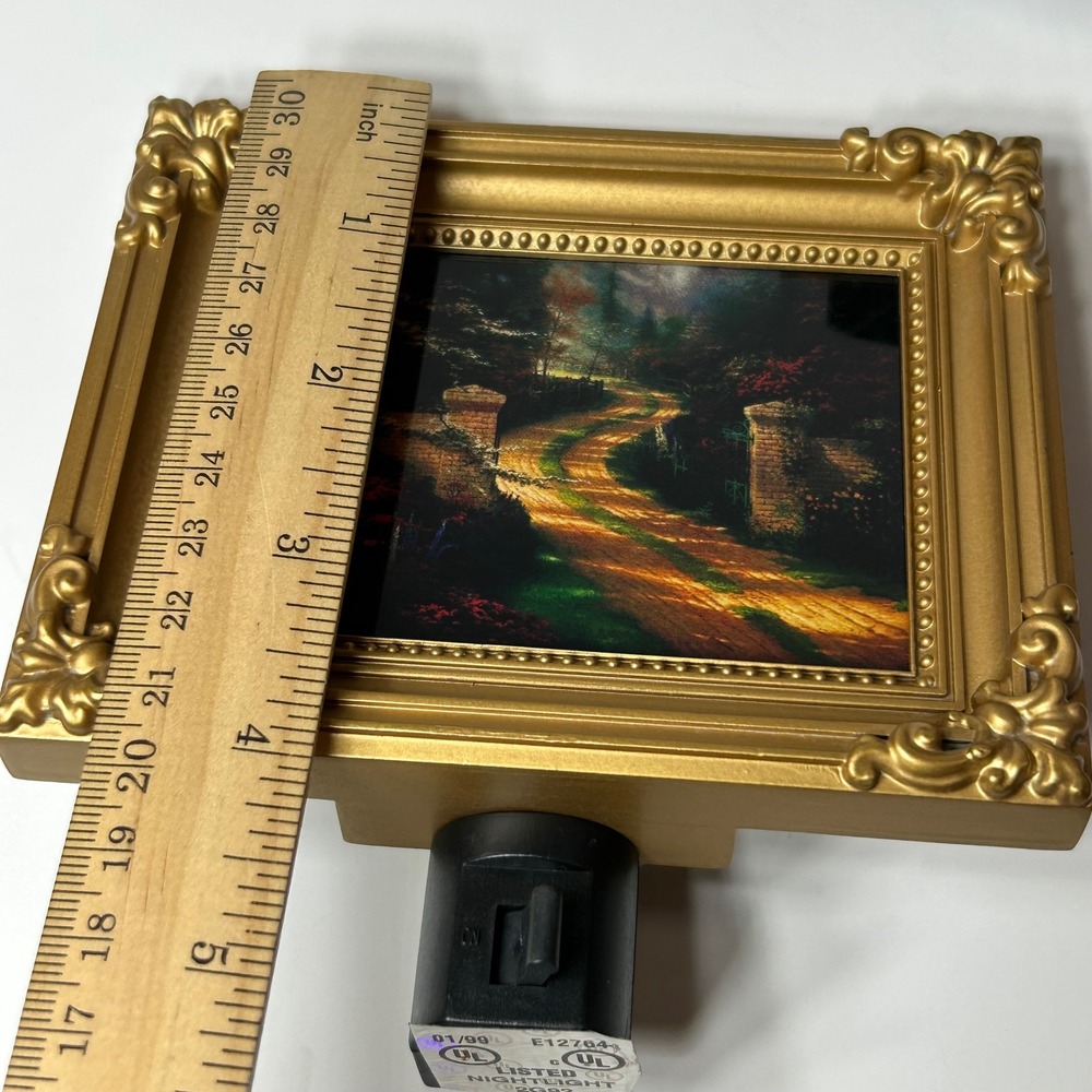 Thomas Kinkade Spring Gate Night Light Ornate Gold Frame Hearth Home 1998 - Picture 10 of 10